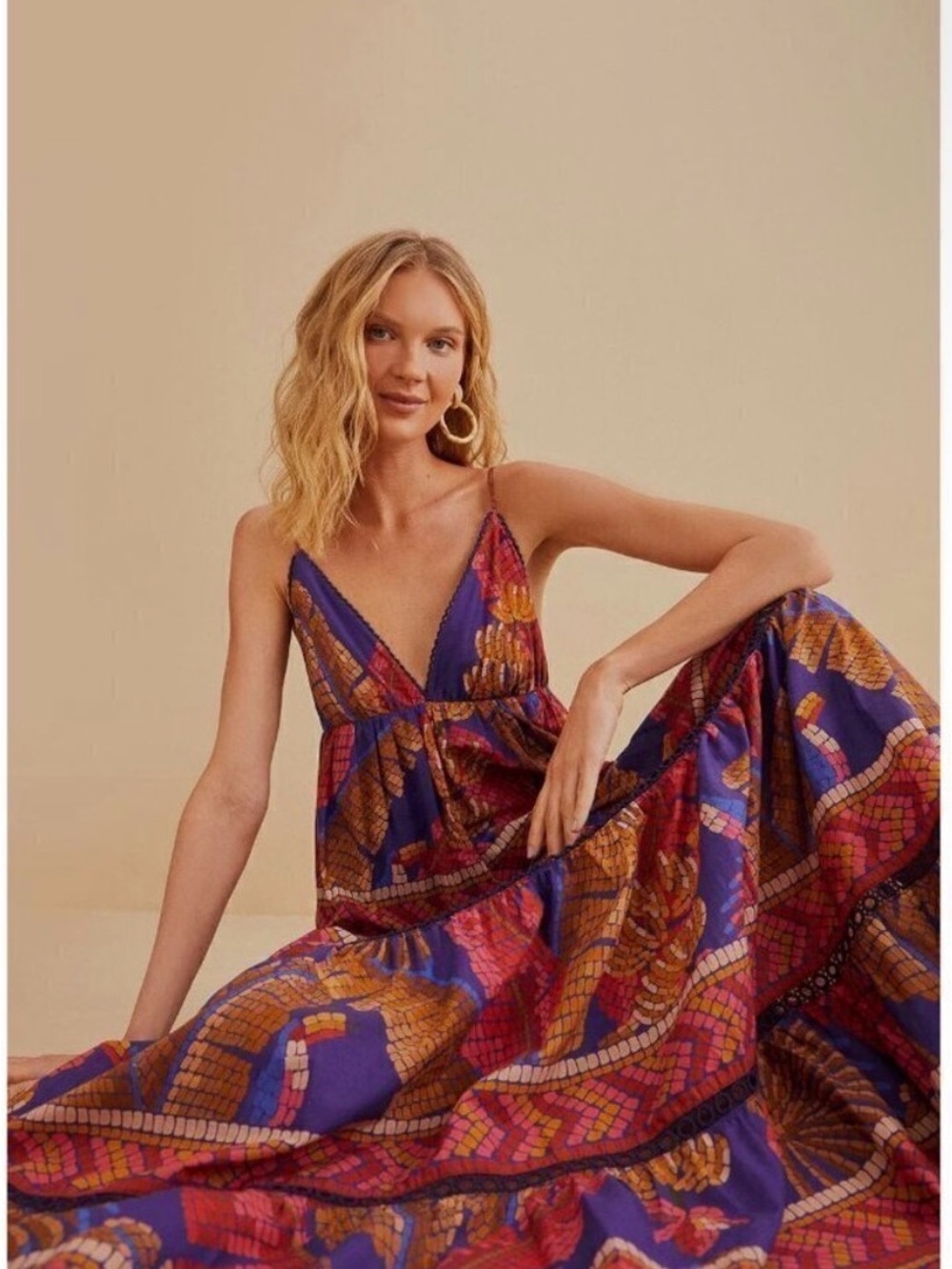 FARM Rio Forest Mosaic Maxi Dress Size XS